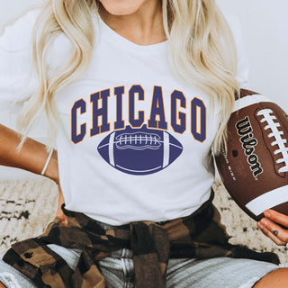 Chicago With Football Bella Graphic Tee - Limeberry Designs
