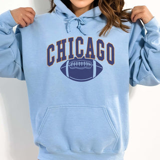Chicago With Football Graphic Hoodie - Limeberry Designs