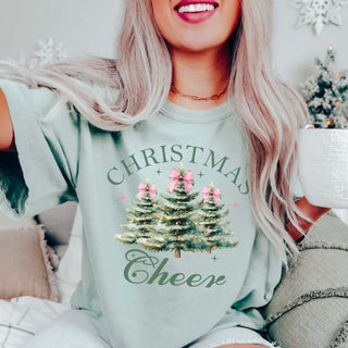 Christmas Cheer Watercolor Trees Comfort Color Graphic Tee - Limeberry Designs