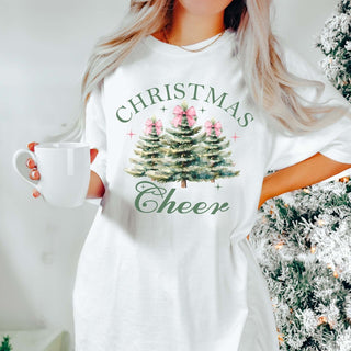 Christmas Cheer Watercolor Trees Comfort Color Graphic Tee - Limeberry Designs