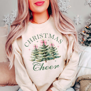 Christmas Cheer Watercolor Trees Graphic Sweatshirt - Limeberry Designs