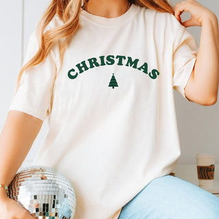 Christmas Retro With Tree Comfort Color Graphic Tee - Limeberry Designs