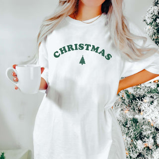 Christmas Retro With Tree Comfort Color Graphic Tee - Limeberry Designs