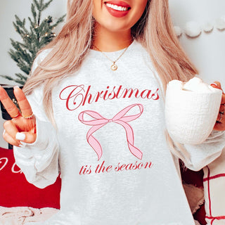 Christmas Tis the Season Bow Graphic Sweatshirt - Limeberry Designs