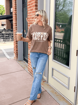 Coffee Weather Plaid Graphic Comfort Color Tee - Limeberry Designs