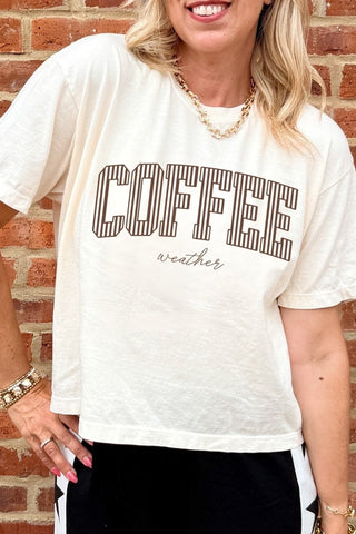 Coffee Weather Stripe Boxy Comfort Colors Tee - Limeberry Designs