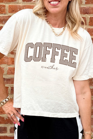 Coffee Weather Stripe Boxy Comfort Colors Tee