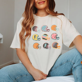 Colorful Football Helmets Comfort Color Wholesale Tee - Fast Shipping - Limeberry Designs