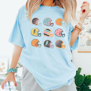 Colorful Football Helmets Comfort Color Wholesale Tee - Fast Shipping - Limeberry Designs