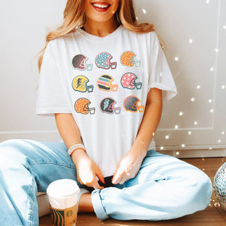 Colorful Football Helmets Comfort Color Wholesale Tee - Fast Shipping - Limeberry Designs