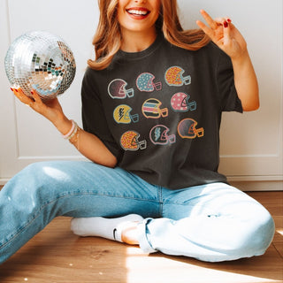 Colorful Football Helmets Comfort Color Wholesale Tee - Fast Shipping - Limeberry Designs