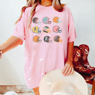 Colorful Football Helmets Comfort Color Wholesale Tee - Fast Shipping - Limeberry Designs
