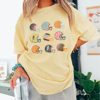 Colorful Football Helmets Comfort Color Wholesale Tee - Fast Shipping - Limeberry Designs