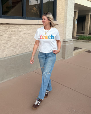 Polka Dot Teach Boxy Comfort Color Graphic Tee