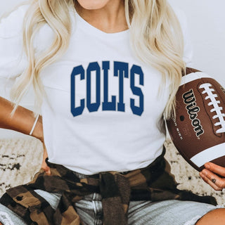 Colts Collegiate Letter Bella Graphic Tee - Limeberry Designs