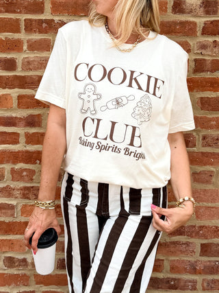 Christmas gift for a baker, Cookie Club graphic tee in creamy natural