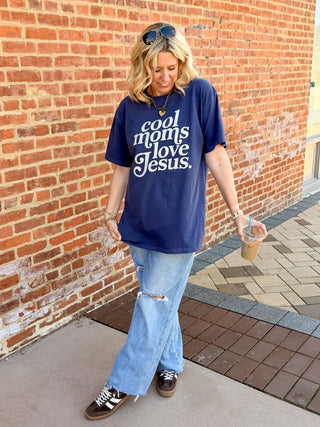 Cool Moms Love Jesus Comfort Color Graphic Tee - Limeberry Designs