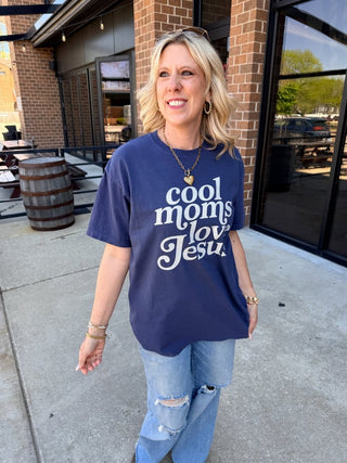 Cool Moms Love Jesus Comfort Color Graphic Tee - Limeberry Designs