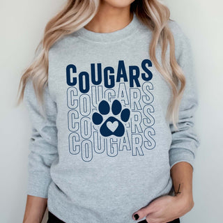 Cougars Repeat with Heart Paw Sweatshirts - Hunt Club Elementary - Limeberry Designs