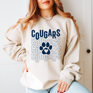 Cougars Repeat with Heart Paw Sweatshirts - Hunt Club Elementary - Limeberry Designs