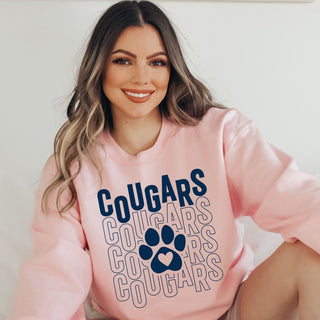 Cougars Repeat with Heart Paw Sweatshirts - Hunt Club Elementary - Limeberry Designs