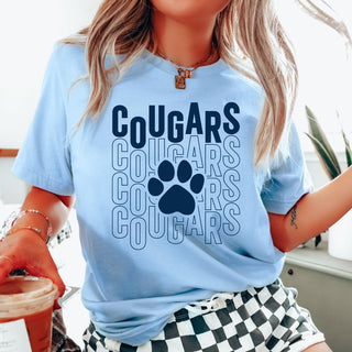 Cougars Repeat with Solid Paw Short & Long Sleeve - Hunt Club Elementary - Limeberry Designs