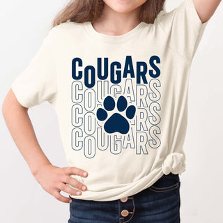 Cougars Repeat with Solid Paw Short & Long Sleeve - Hunt Club Elementary - Limeberry Designs