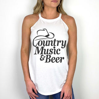 Country Music & Beer High Neck Tank - Limeberry Designs