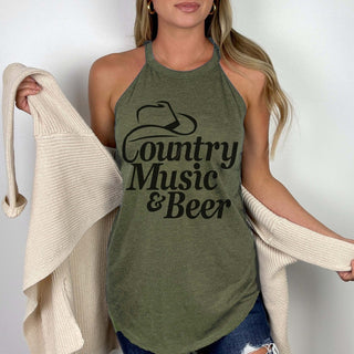 Country Music & Beer High Neck Tank - Limeberry Designs