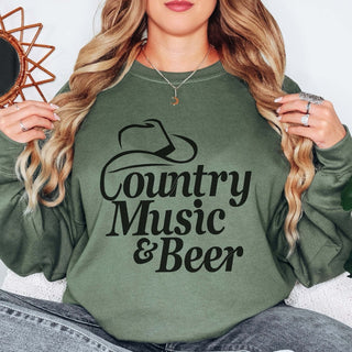 Country Music & Beer Sweatshirt - Fast Shipping - Limeberry Designs