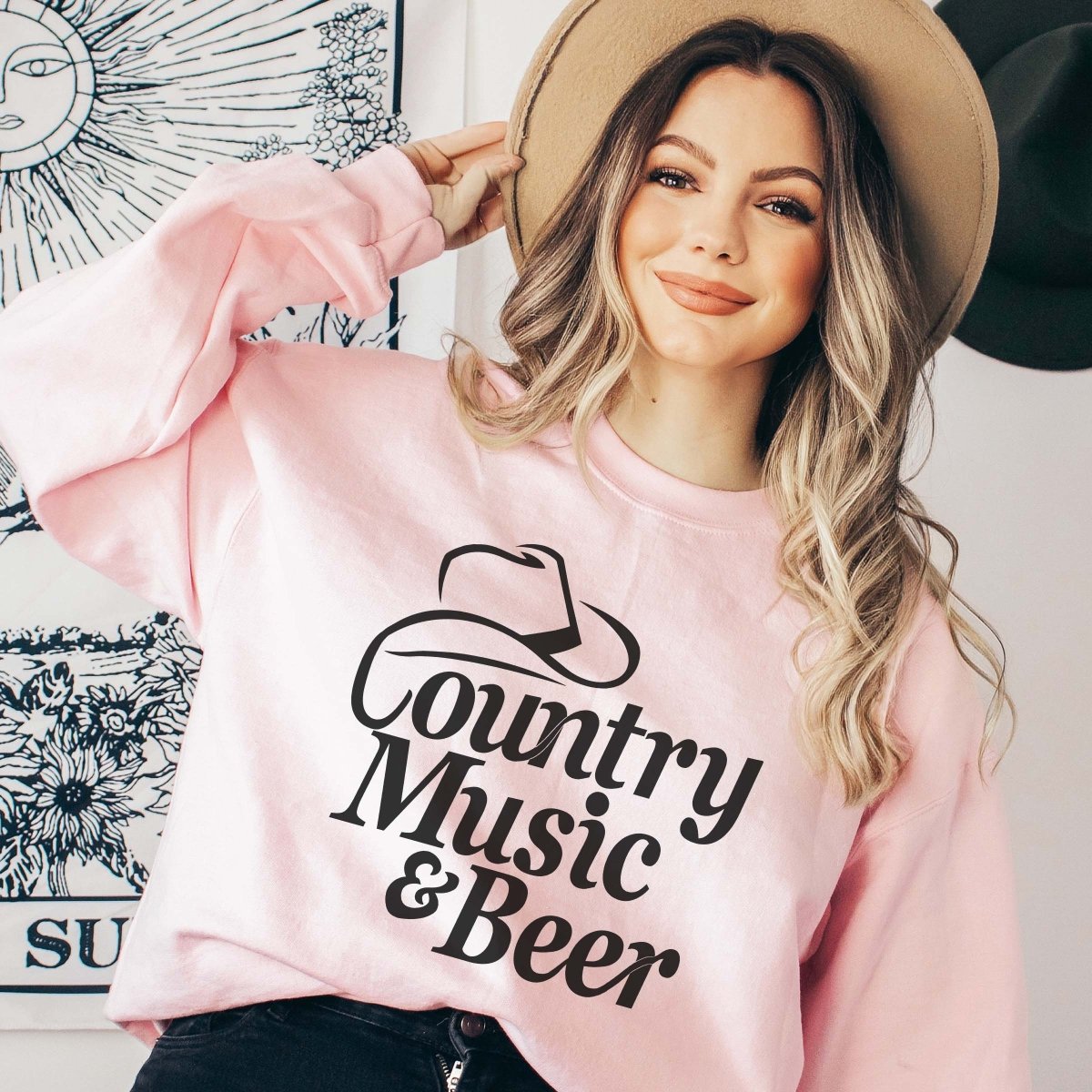 Country Music & Beer Sweatshirt - Fast Shipping - Limeberry Designs