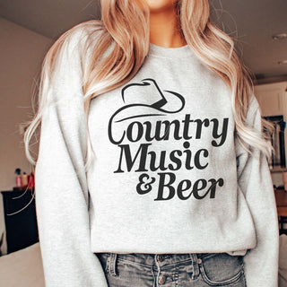 Country Music & Beer Sweatshirt - Fast Shipping - Limeberry Designs