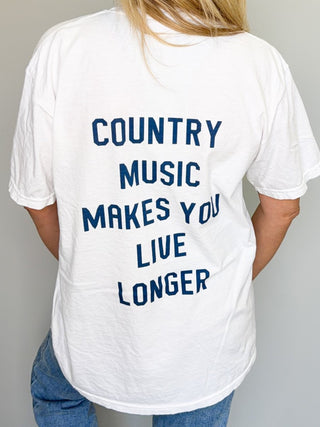 Country Music Makes You Live Longer Front & Back Print Comfort Color Graphic Tee - Limeberry Designs