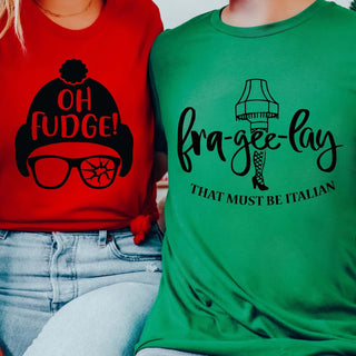 Couple Christmas Oh Fudge Hat & Fra - gee - lay Bella Graphic Tee - Limeberry Designs