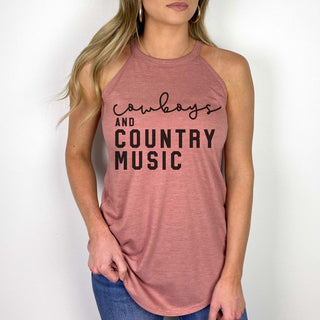 Cowboys And Country Music High Neck Tank - Limeberry Designs