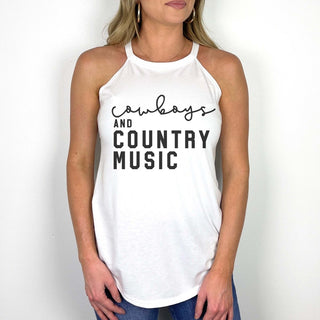 Cowboys And Country Music High Neck Tank - Limeberry Designs