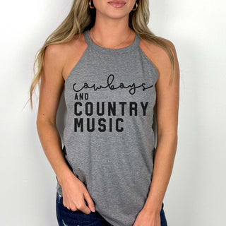 Cowboys And Country Music High Neck Tank - Limeberry Designs