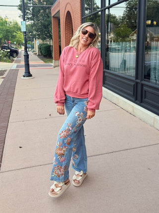 Cozy Season Icons Balloon Sleeve Sweatshirt - Limeberry Designs