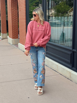 Cozy Season Icons Balloon Sleeve Sweatshirt - Limeberry Designs