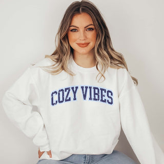 Cozy Vibes Blue Wholesale Graphic Sweatshirt - Fast Shipping - Limeberry Designs