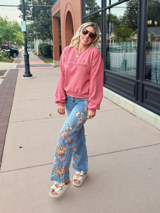 Cozy Season Icons Balloon Sleeve Sweatshirt