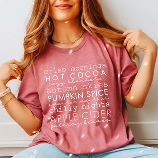 Crisp Mornings Fall List Wholesale Bella Graphic Tee - Fast Shipping - Limeberry Designs