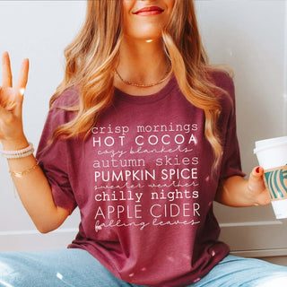 Crisp Mornings Fall List Wholesale Bella Graphic Tee - Fast Shipping - Limeberry Designs