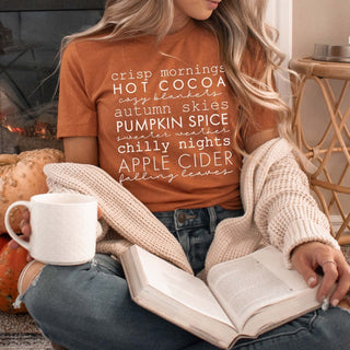 Crisp Mornings Fall List Wholesale Bella Graphic Tee - Fast Shipping - Limeberry Designs