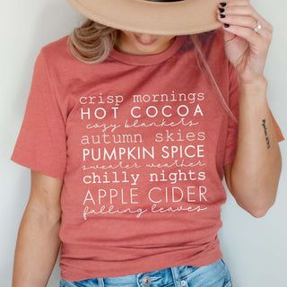 Crisp Mornings Fall List Wholesale Bella Graphic Tee - Fast Shipping - Limeberry Designs