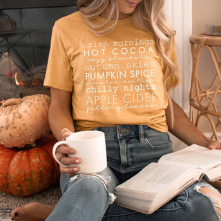 Crisp Mornings Fall List Wholesale Bella Graphic Tee - Fast Shipping - Limeberry Designs