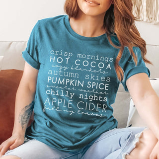 Crisp Mornings Fall List Wholesale Bella Graphic Tee - Fast Shipping - Limeberry Designs