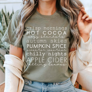 Crisp Mornings Fall List Wholesale Bella Graphic Tee - Fast Shipping - Limeberry Designs