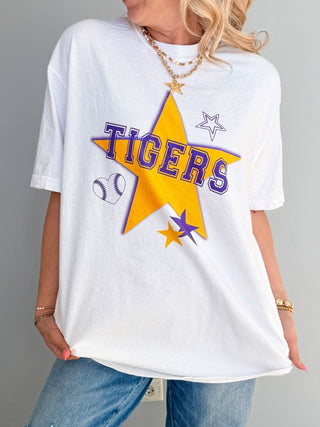 Custom Baseball Large Star Comfort Color Graphic Tee - Limeberry Designs