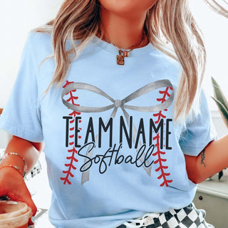 Custom Baseball or Softball Team with Bow Bella Graphic Tee - Limeberry Designs